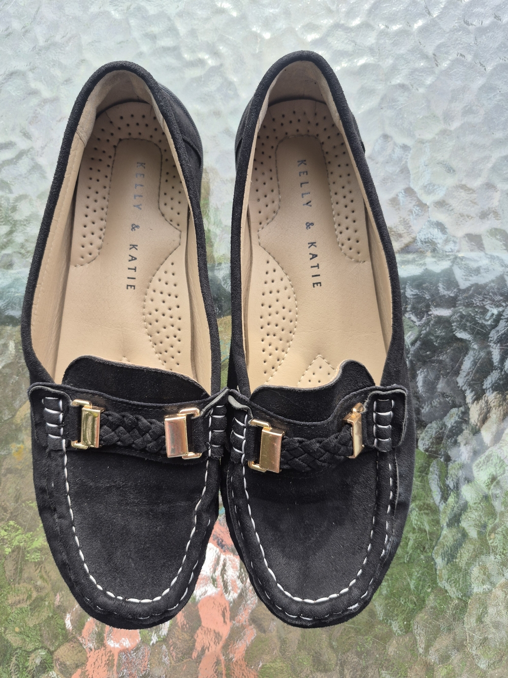 Kelly & Katie Women's Black Suede Moccasin Loafers